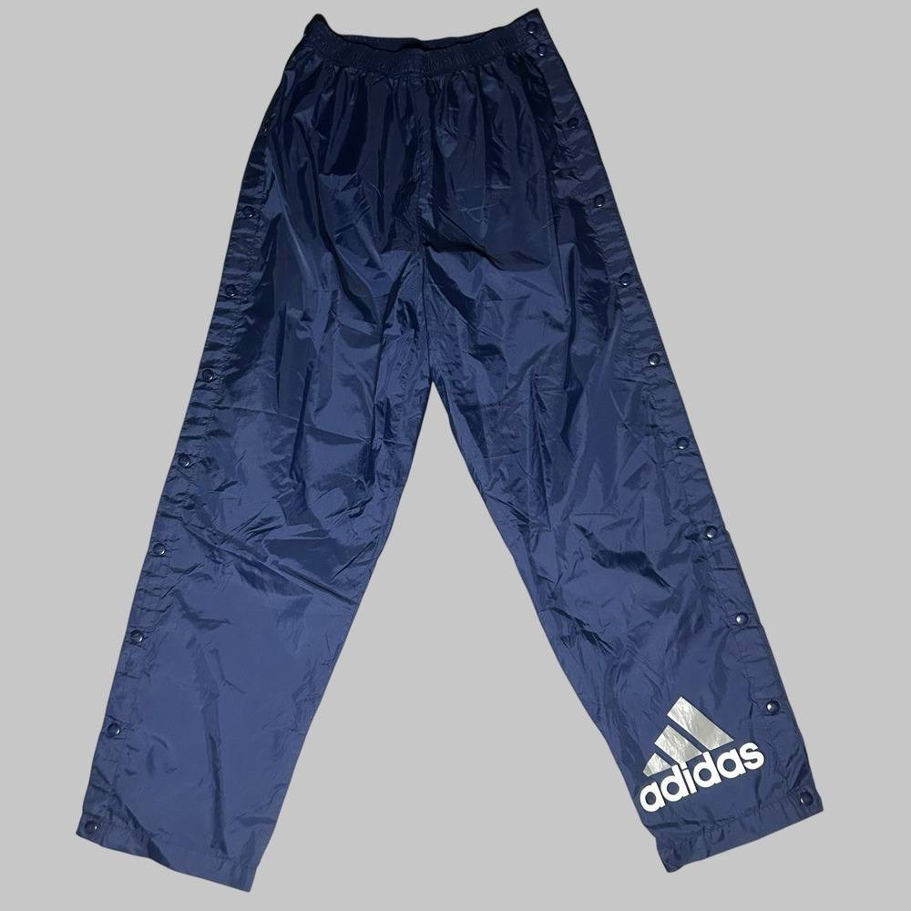 Vtg Adidas Men's Small Nylon Track Side Snap Buttons Windbreaker Pants